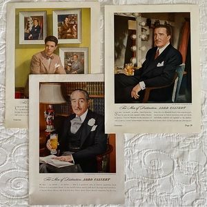 3 Vintage 1940s Lord Calvert Whiskey Magazine Ads Photographer Valentino Sarra